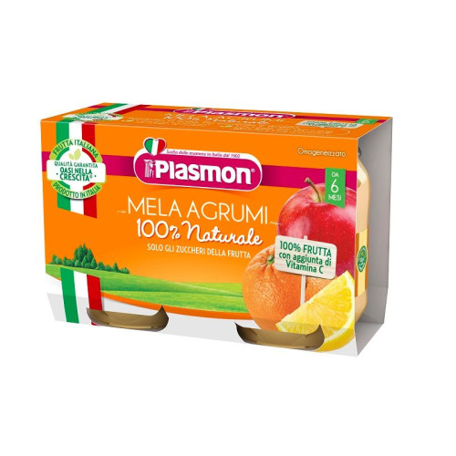 Plasmon Apple and Citrus Fruit Puree for Children 6+ Months 3.66 oz (104 g) 2 pcs - 2610