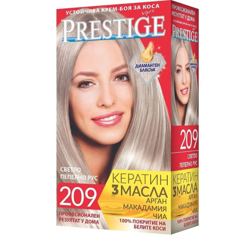 Prestige Long-Lasting Cream Hair Dye Color Dark Ash Blonde 209