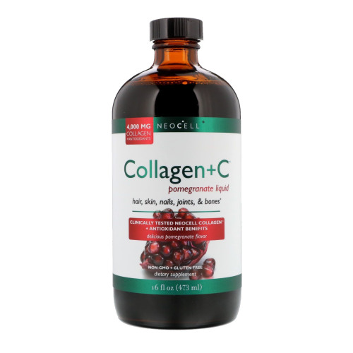Neocell Collagen+C Pomegranate-Flavor Liquid Collagen for Healthy and Supple Skin Muscles Hair and Nails 15.99 fl oz (473 ml)