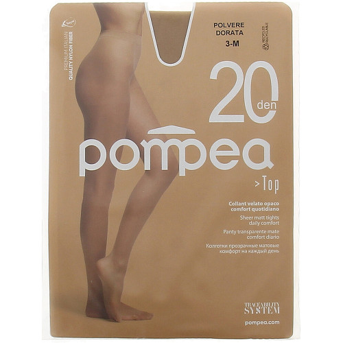 Pompea Fashion 20 Matte Women's Tights with Embroidered Bikini Color Nero Size 1/2 S 1 pc