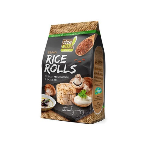 Rice Up Brown Rice Rolls Mushrooms Cream and Olive Oil Mini Brown Whole Grain Rice Rolls Gluten-Free 1.76 oz (50 g)