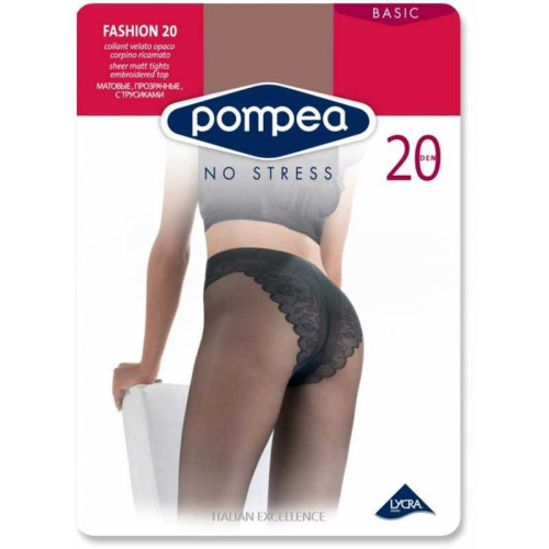 Pompea Fashion 20 Matte Women's Tights with Embroidered Bikini Color Nero Size 4 L 1 pc