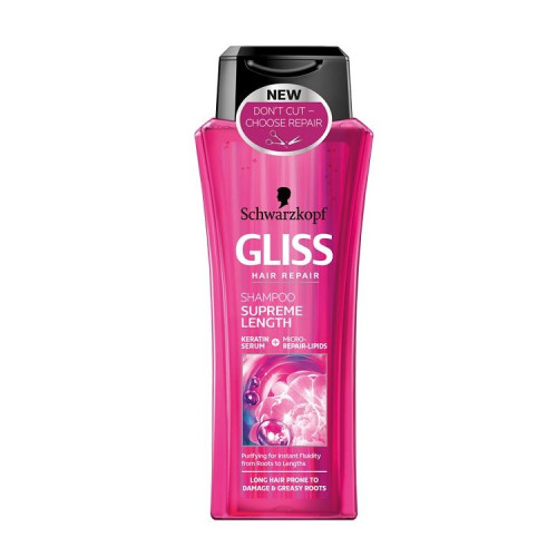 Gliss Supreme Length Shampoo for Long Hair with Regenerating micro-lipids and Peony Extract 8.45 fl oz (250 ml)