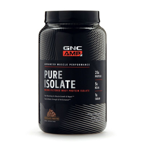 GNC Amp Pure Isolate Whey Protein Isolate for Muscle Mass Gain with Chocolate Glaze Flavor 2.13 lb (966 g)