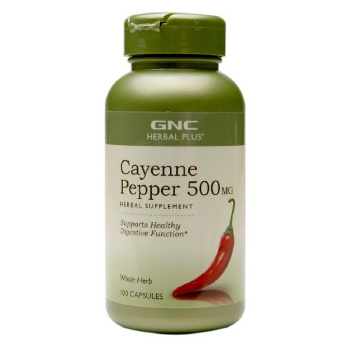 GNC Herbal Plus Cayenne Extract from Hot Red Cayenne Pepper 500 mg 100 Capsules