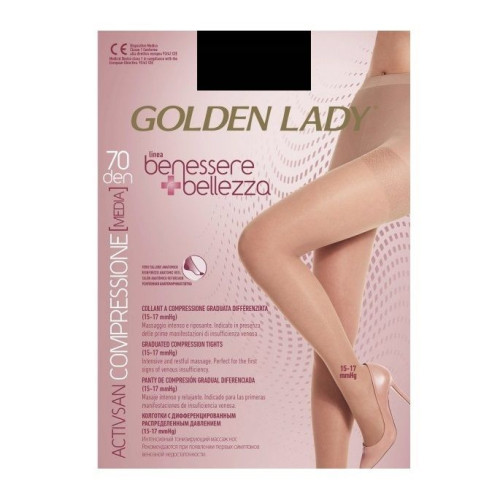 Golden Lady Benessere Bellezza 70 Women's Compression Tights Color Nero Size 5-XL 1 pc