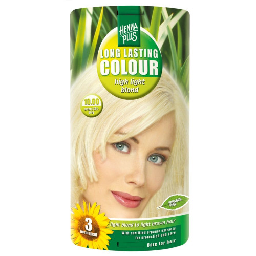 Hennaplus Long Lasting Color Long-Lasting Hair Dye with Organic Extracts Color 10.00 High Light Blond