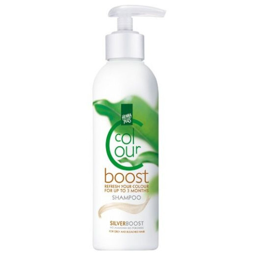 Hennaplus Colour-Boost Colouring Shampoo for Grey and Discoloured Hair Color Silver 6.76 fl oz (200 ml)
