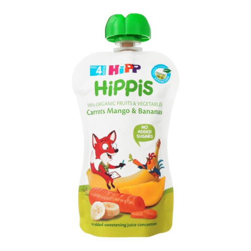Hipp Organic Carrot Mango and Banana Fruit Snack for Children 4+ Months 3.53 oz (100 g)