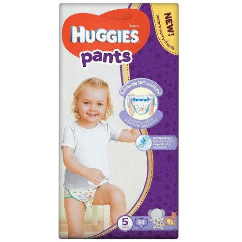 Huggies Pants 5 Diapers Pants for Babies and Children 26.5-37.5 lb (12-17 kg) 34 pcs