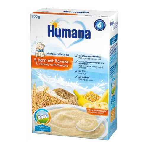 Humana 5-grain Milk Porridge with Banana for Children 6+ Months 4.85 lb (2200 g)