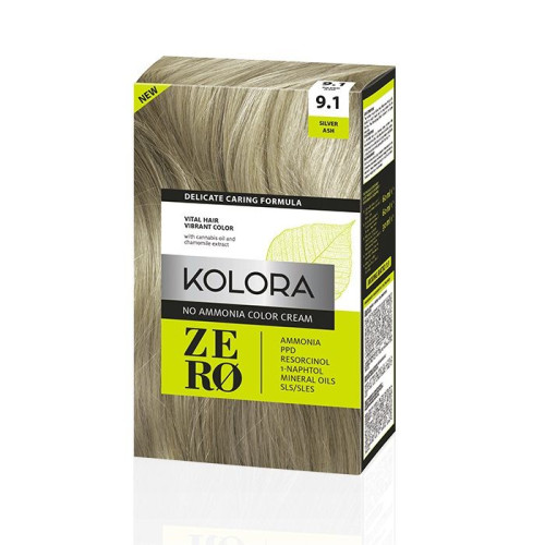 Kolora Zero Ammonia-Free Semi-Permanent Cream Hair Dye 9.1 Silver Ash