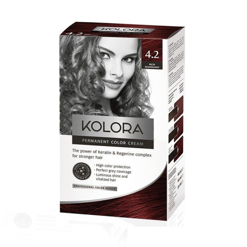 Kolora Long-Lasting Cream Hair Dye 4.2 Rich Mahogany