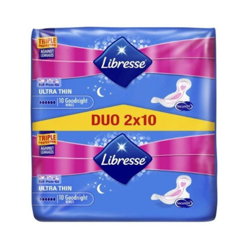 Libresse Ultra Thin Nighttime Sanitary Pads Duo 20 pcs