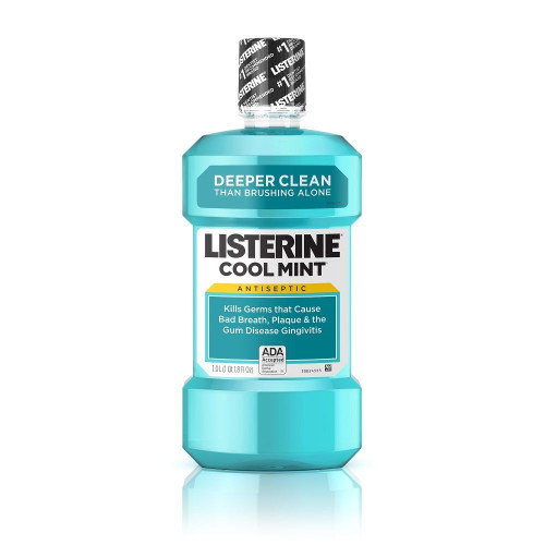 Listerine Cool Mint Mouthwash for Daily Use and Bad Breath Removal 33.81 fl oz (1000 ml)