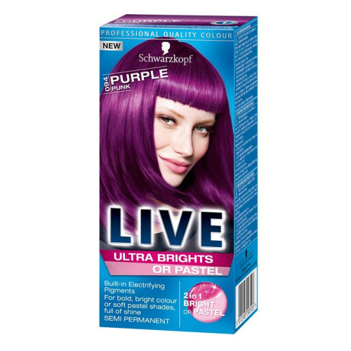 Live Ultra Brights or Pastel Hair Dye Lasting Up to 15 Washes Color 094 Purple Punk