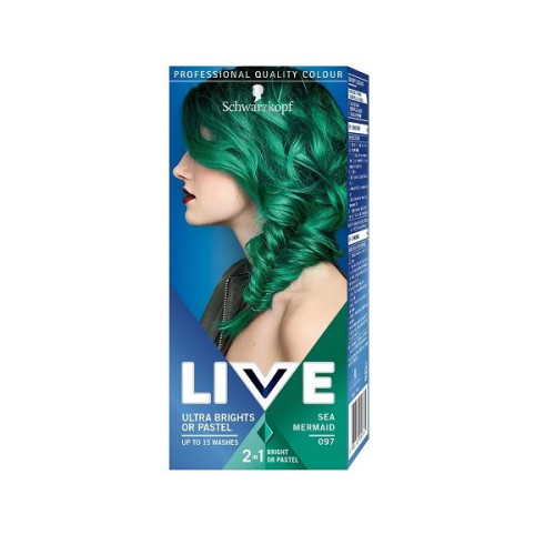 Live Ultra Brights or Pastel Hair Dye Lasting Up to 15 Washes Color 097 Mermaid