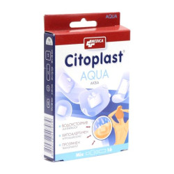 Medica Citoplast Aqua Mix Transparent Plasters for Small Wounds on Sensitive Skin Two Sizes 16 pcs