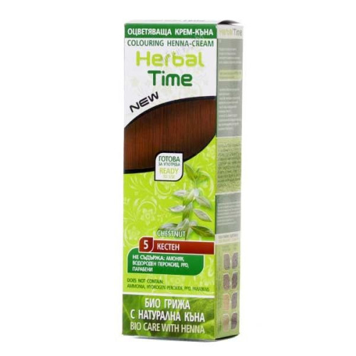 Herbal Time Coloring Cream Henna for Hair Color 05 Chestnut 2.54 fl oz (75 ml)
