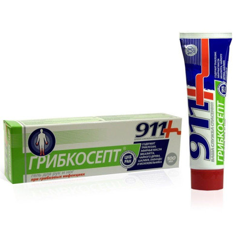 911 Gribkosept Massage Gel for Hands and Feet to Eliminate Fungal Infections 3.38 fl oz (100 ml)