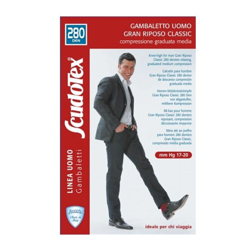 Scudotex Gambaletto 280 Men's Elastic Socks with Medium Compression Color Blue XL 1 pc