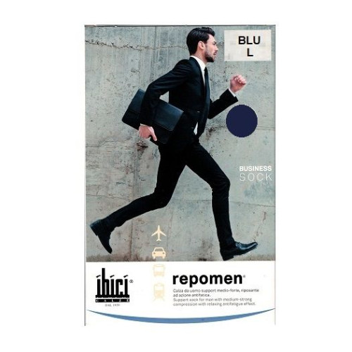 Ibici Repomen Business Sock Elastic Men's Socks for Varicose Veins and Medium Compression Color Blu Size L 1 pc