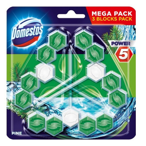 Domestos Pine Toilet Bowl Freshener with Pine Scent 3 pcs