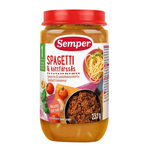 Semper Puree Spaghetti Bolognese for Children 1+ Year 8.29 oz (235 g) - 9616