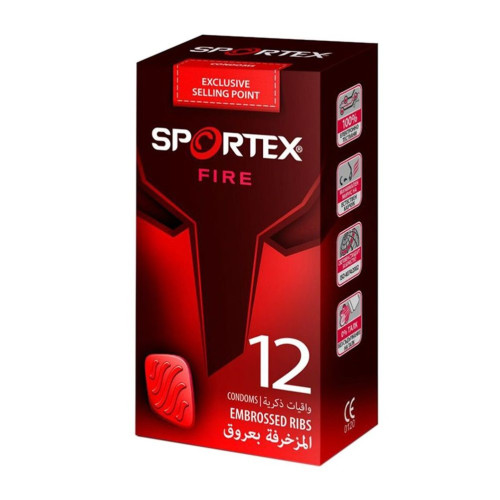 Sportex Fire Ribbed Condoms 12 pcs