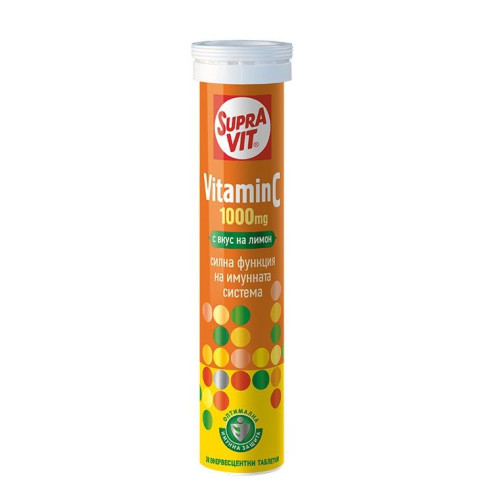 Supravit Vitamin C for Health and Vitality Lemon Flavor 1000 mg 20 Effervescent Tablets