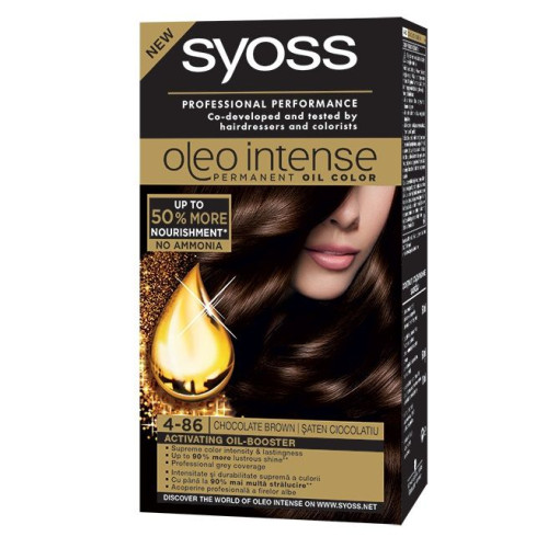 Syoss Oleo Intense Permanent Cream Hair Dye Without Ammonia 4-86 Chocolate Brown
