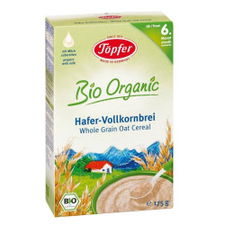 Topfer Dairy-free Organic Porridge with Whole Grain Oats for Babies 6+ Months 6.17 oz (175 g)