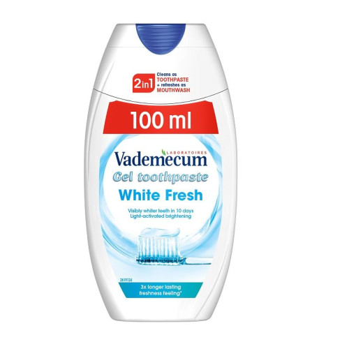 Vademecum White Fresh 2 in 1 Whitening Toothpaste and Antibacterial Mouthwash 3.38 fl oz (100 ml)