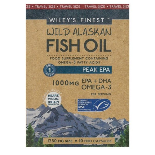 Wiley's Finest Wild Alaskan Fish Oil Peak Epa Fish Oil with Up to 85% Omega-3 1250 mg 10 Capsules