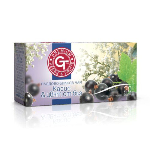 GT Fruit Herbal Tea with Blackcurrant and Elderflower for High Energy and Vitality 0.05 oz (1.5 g) 20 Filter Bags