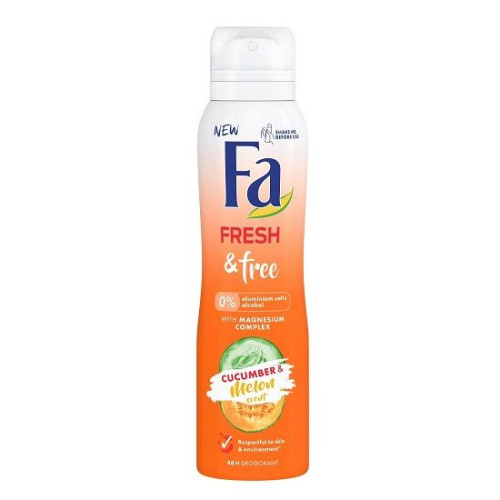 Fa Fresh and Free Cucumber and Melon Deodorant Spray for Women with Cucumber and Melon Scent 5.07 fl oz (150 ml)