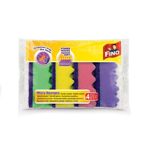 Fino Wavy Household Sponges 4 pcs