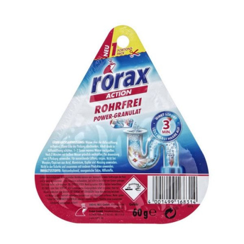 Rorax Action Granules for Cleaning and Unclogging Drains 2.12 oz (60 g)