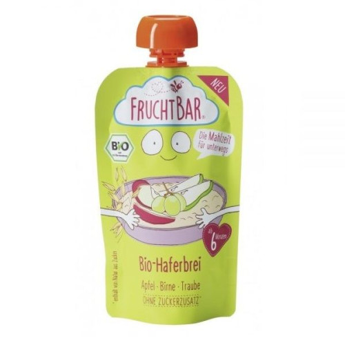 Fruchtbar Organic Apple Pear Grape and Oat Puree for Children 6+ Months 4.23 oz (120 g)