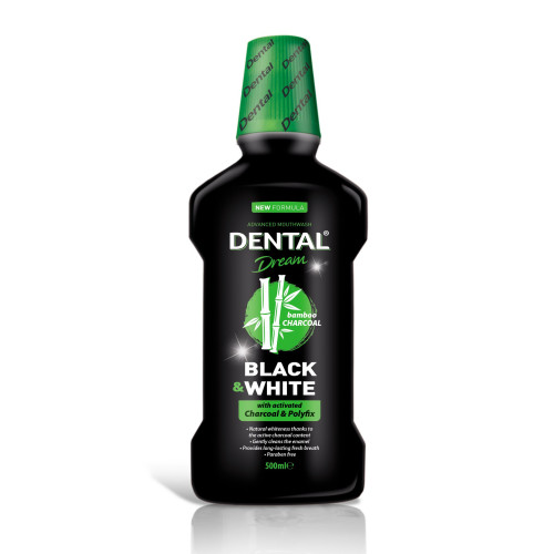 Dental Dream Black and White Mouthwash with Activated Charcoal 16.91 fl oz (500 ml)