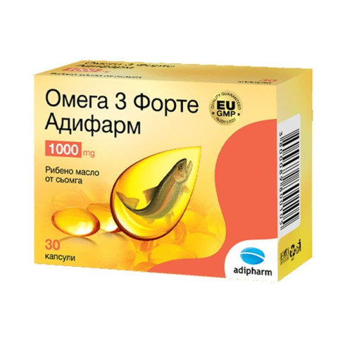 Adipharm Omega-3 Forte for Heart Problems Depression and Stress 1000 mg 30 Capsules