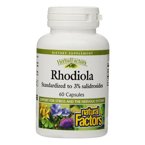 Natural Factors Rhodiola for Stress Anxiety and Depression 150 mg 60 Capsules