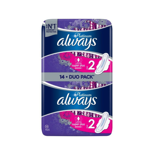 Always Platinum Ultra Super+ Delicate Cotton Sanitary Pads 14 pcs