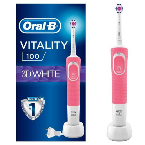 Oral-B Vitality 3D White Electric Toothbrush for Women for Daily Use Pink 1 pc