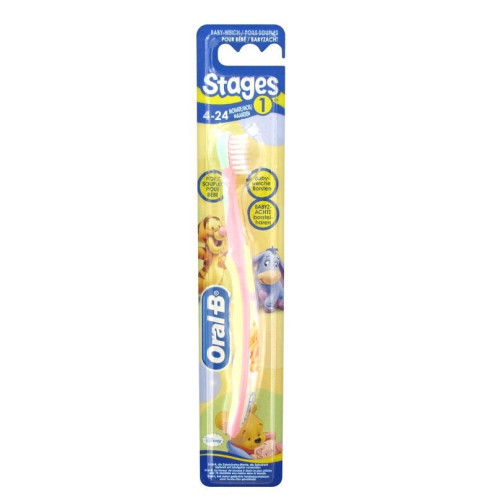 Oral-B Stages 1 Baby Toothbrush 4-24m for Plaque Removal 1 pc