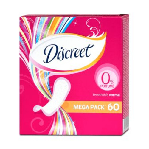 Discreet Everyday Normal Mega Set Protective Daily Sanitary Pads Made of Breathable Fabric 60 pcs
