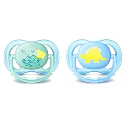 Philips Avent Ultra Air Silicone Pacifier 0-6 Months for Boys Blue-Green 2 pcs