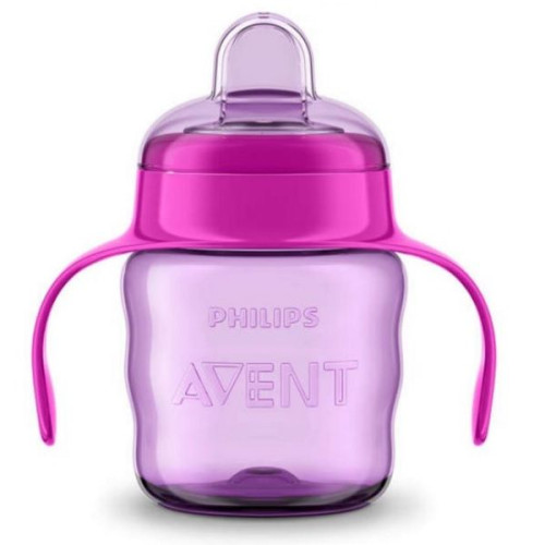 Philips Avent Cup with Soft Spout and Handles for Girls Pink and Purple 6+ Months 6.76 fl oz (200 ml)
