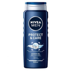 Nivea Men Shower Gel Moisture Protect Care Aloe Vera Hair Face and Body 16.91 fl oz (500 ml)