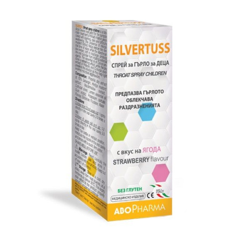 Abopharma Silvertuss Spray for Children with Sore Throat Strawberry 1.01 fl oz (30 ml)
